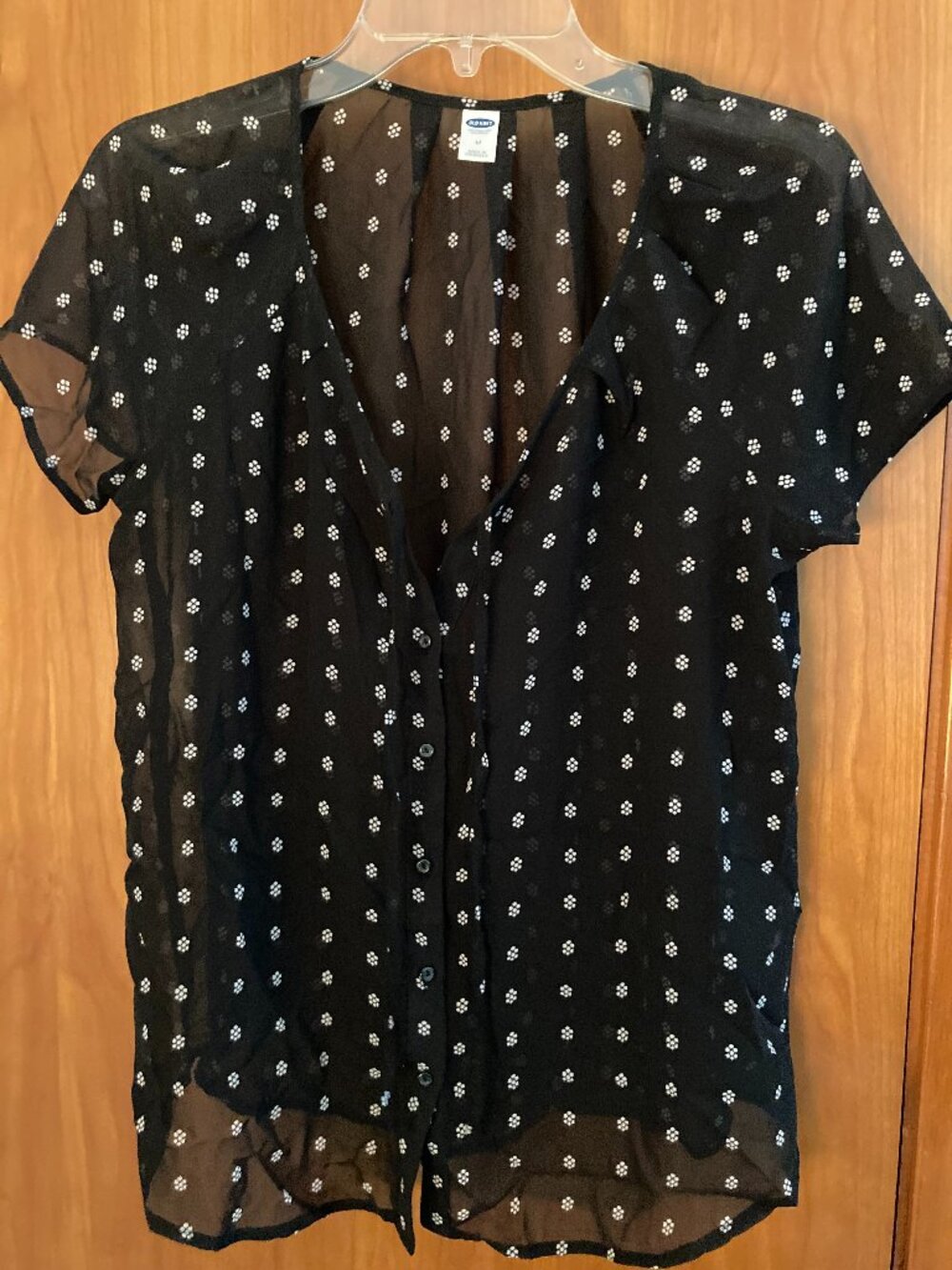 Old Navy black sheer short sleeve blouse M